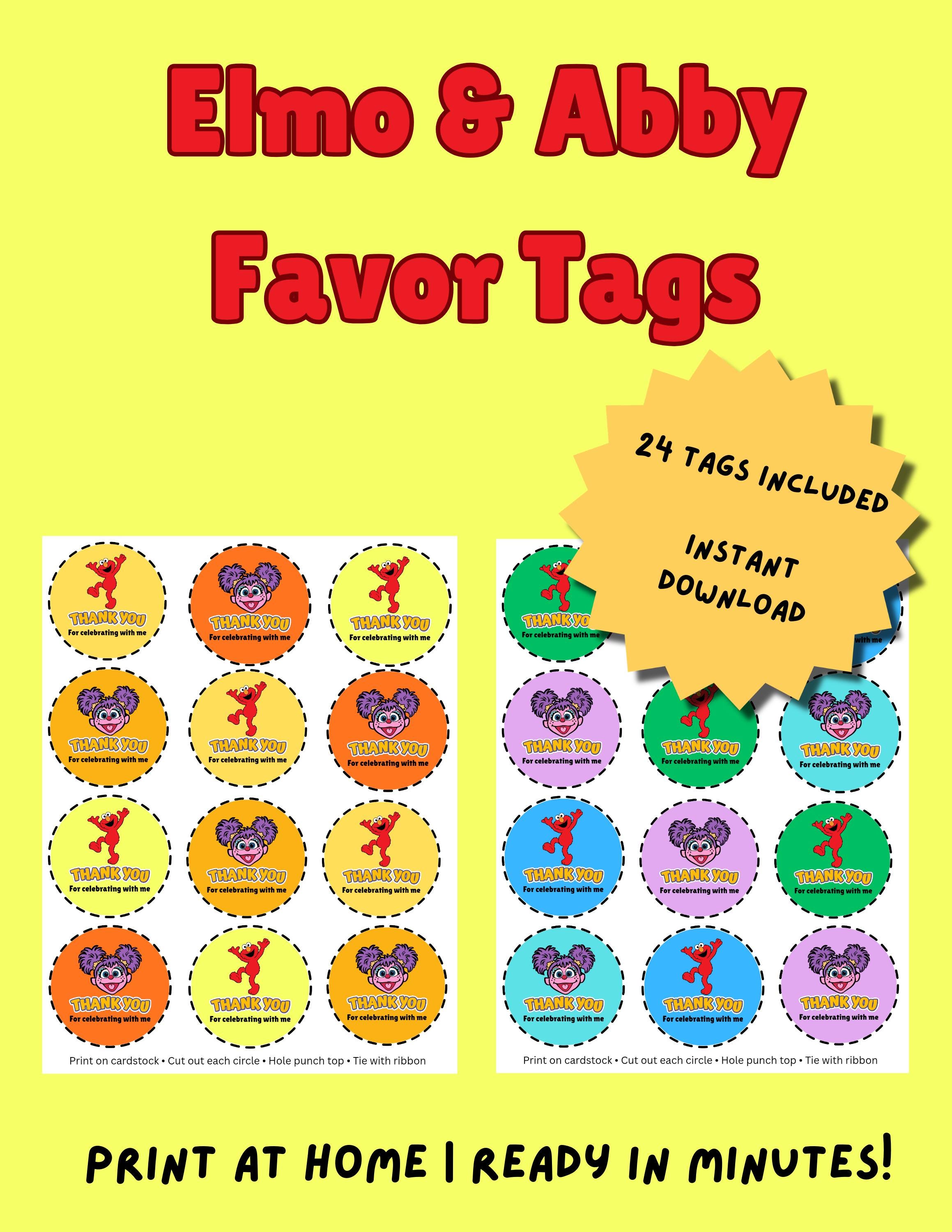 Elmo Abby Favor Tags | Sesame Street Birthday Thank You Circles ...