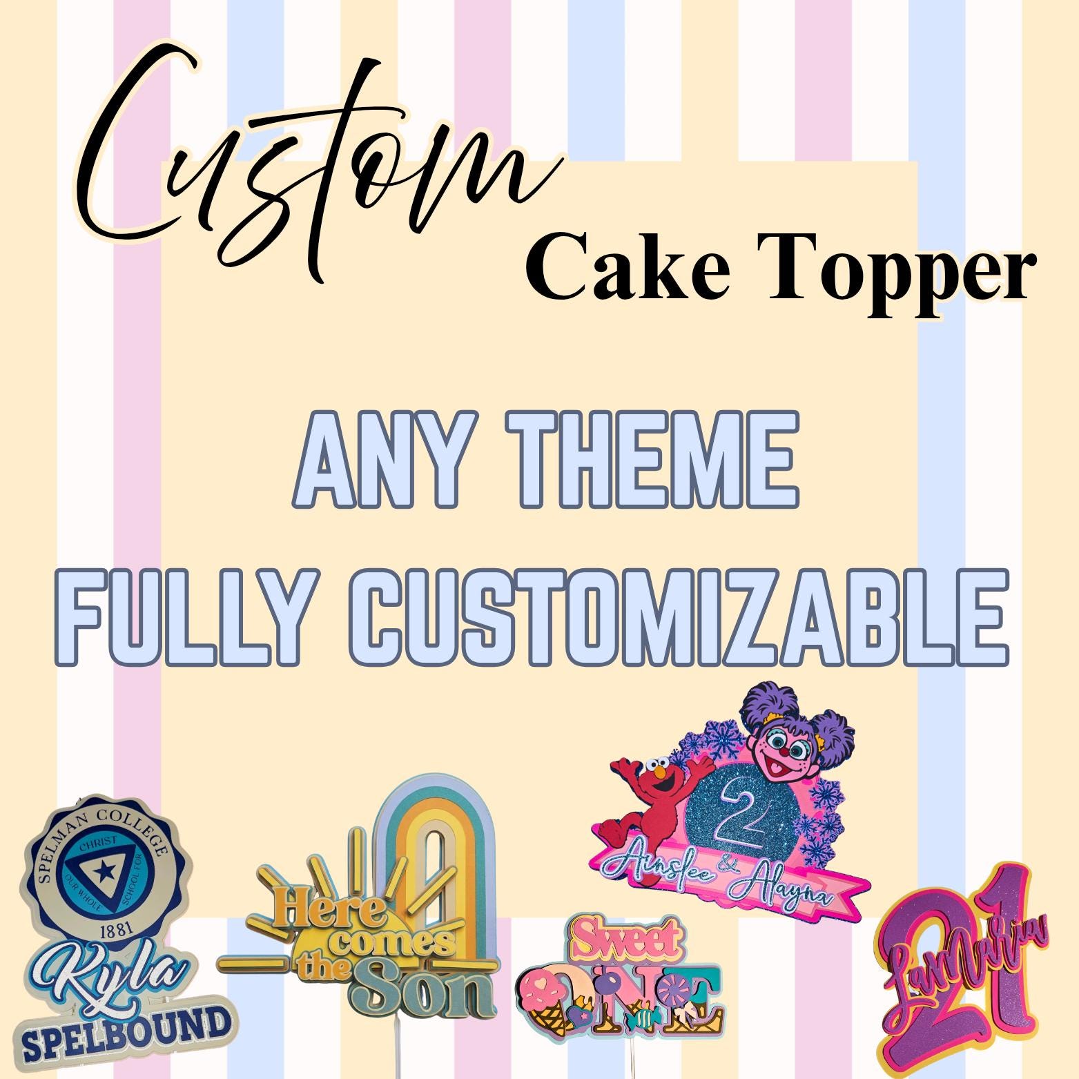 Custom Topper Insert Custom Cake Topper - Personalized Design for Any Occasion - Birthday ...