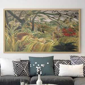 Henri Rousseau, Tiger in a Tropical Storm, Sage Green Printable, Henri Rousseau Digital Download, Henri Rousseau Digital Print