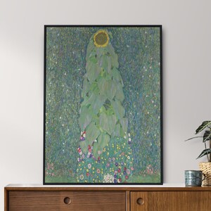 Klimt Poster, Vintage Poster, Retro Prints, Klimt Sunflower Print, Klimt Wall Art, Gustav Klimt Poster Print, Botanical Print, Green poster