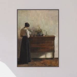 Woman Reading Print, Woman Reading Painting, Woman Art, Vintage Poster, Art Reproduction, Fine Art Poster, Antique Wall Art,