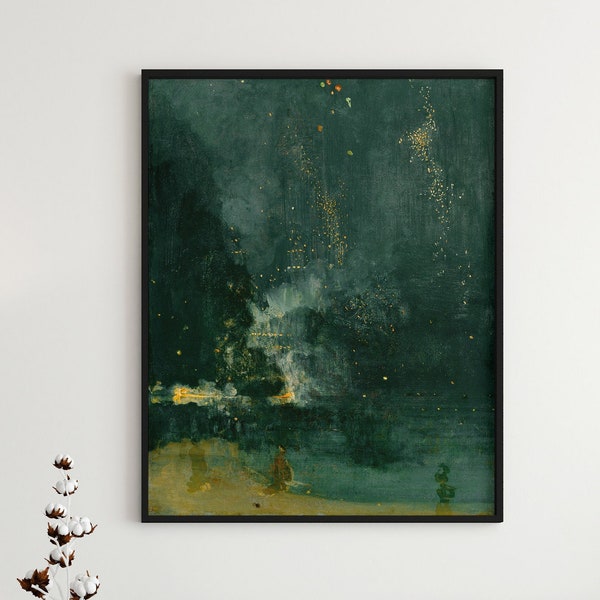 James Whistler Nocturne In Black and Gold, The Falling Rocket Print Poster, Vintage Poster, Giclee Wall Art