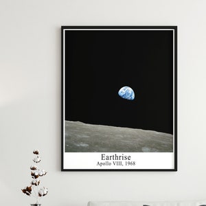 Earthrise Photo, Earthrise Printable, Space Print, Space Decor, Space vintage Retro Poster