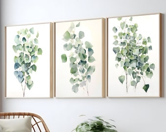 Leaves Eucalyptus Print, Botanical Wall Art & Greenery Decor, Watercolor Instant Digital Download for  Home Style