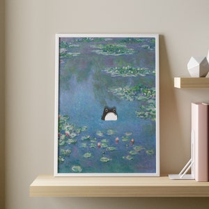 Frog Poster, Unimpressed Frog, Monet Waterlily Frog Print, Claude Monet Frog, Frog Art, Floral Print, Funny Frog print, Matsumoto Hoji Frog