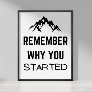 Erinnere dich, warum du angefangen hast l | Zitate über das Leben | Canva Zitate Für Wohnkultur | Druckbare Wandkunst Digital Download | Wanddeko
