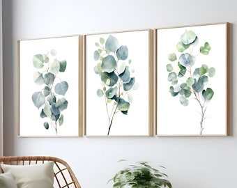 Leaves Eucalyptus Print, Botanical Wall Art & Greenery Decor, Watercolor Instant Digital Download for  Home Style