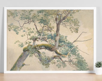 Vintage Tree Print, Tree Art Print, Vintage Tree Branches, Watercolor Painting, Nature Wall Art, Tree Poster, Botanical Art Print