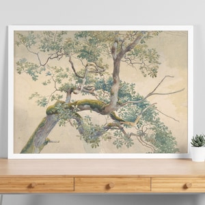 Vintage Tree Print, Tree Art Print, Vintage Tree Branches, Watercolor Painting, Nature Wall Art, Tree Poster, Botanical Art Print