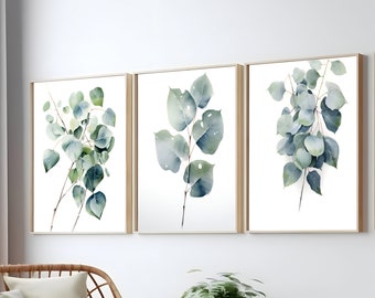 Leaves Eucalyptus Print, Botanical Wall Art & Greenery Decor, Watercolor Instant Digital Download for  Home Style