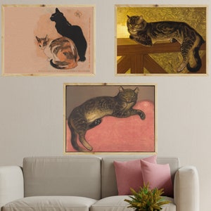 Cat Poster Set Of 3 , Cat Print, Cat Art, Vintage Cat Art, Prints Wall Art Cat, Cat Print Wall Art, Cat Art Print