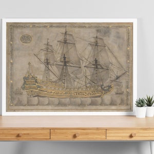 Türkische Kunst, Türkisches Schiff Ottomane, Osmanische Kunst, Osmanische Karte, Osmanische Wandkunst, Osmanischer Druck