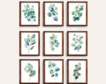 Leaves Eucalyptus Print, Botanical Wall Art & Greenery Decor, Watercolor Instant Digital Download for  Home Style