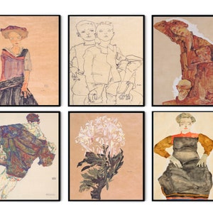 Egon Schiele Poster Set of 6, Egon Schiele Print, Egon Schiele Download, Schiele Poster, Schiele Print