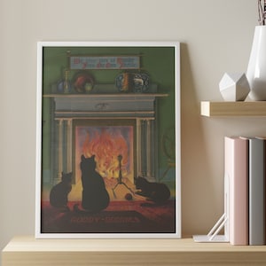 Cats Print With Fire, Vintage Cat Poster, Cat Poster, Cat Art Print, Cat Art, Funny Cat print, Funny gift, Vintage Cat Poster