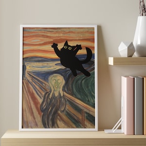 Cat Print Vincent Edvard Munch, Cat Print, The Scream Cat Poster, Cat Art, Funny Cat print, Funny gift, Vintage Cat Poster