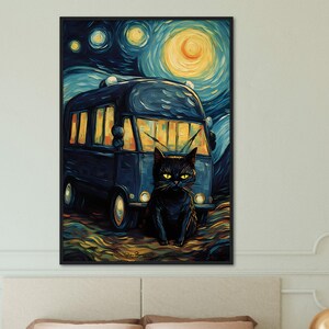 Van Gogh Cat Print, Floral Cat Art, Cat Poster Monet, Whimsical Cat Poster, Fine Art Cat Print, Comedy Art