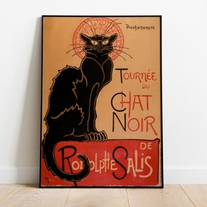 Vintage French Black Cat Poster, Rodolphe Salis, Le Chat Noir Poster 1896, Theophile Steinlen, Bohemian Poster Art