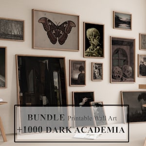 Mega paquete de decoración de Dark Academia: más de 1000 impresiones, conjunto de arte de pared de Moody Gallery, pinturas Cottagecore, impresiones de Moody, colección de impresiones oscuras