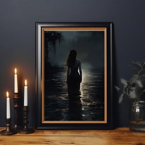 Dark Academia Lake Print - Moody Victorian Wall Art, Dark Decor Aesthetic, Vintage Gothic Cottagecore Prints