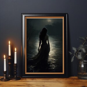 Dark Academia Lake Print - Moody Victorian Wall Art, Dark Decor Aesthetic, Vintage Gothic Cottagecore Prints