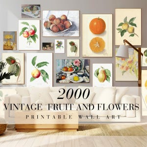 Kitchen Art Mega Bundle, Vintage Kitchen Wall Art for Home Decor, Flower Prints, Eclectic Food Fruit Prints