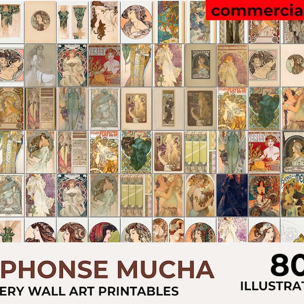 Alphonse Mucha Print, Mucha Poster, Art Nouveau Poster Print, Vintage Poster Digital Download