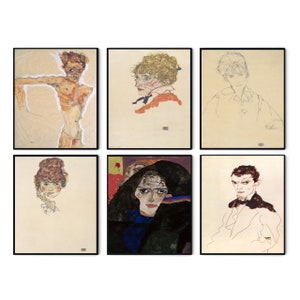 Egon Schiele Poster Set of 6, Egon Schiele Print, Egon Schiele Download, Schiele Poster, Schiele Print