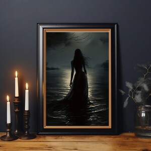 Dark Academia Lake Print - Moody Victorian Wall Art, Dark Decor Aesthetic, Vintage Gothic Cottagecore Prints