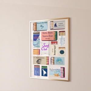 Vintage Matchbox Print, Trendy Matches Poster,Seaside Matchbook Wall Art, Coastal Retro Aesthetic Print for Apartment