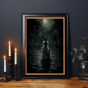 Dark Academia Lake Print - Moody Victorian Wall Art, Dark Decor Aesthetic, Vintage Gothic Cottagecore Prints