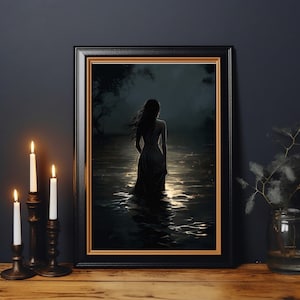 Dark Academia Lake Print - Moody Victorian Wall Art, Dark Decor Aesthetic, Vintage Gothic Cottagecore Prints