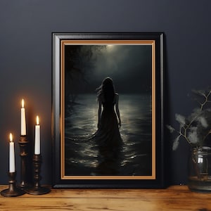 Dark Academia Lake Print - Moody Victorian Wall Art, Dark Decor Aesthetic, Vintage Gothic Cottagecore Prints