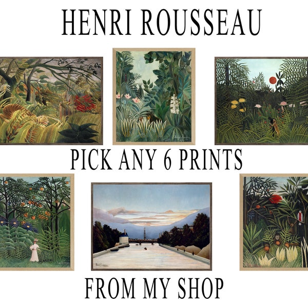 Henri Rousseau 6er Set, Vintage Waldtier Druck Rousseau Digital Download, Henri Rousseau Digitaldruck