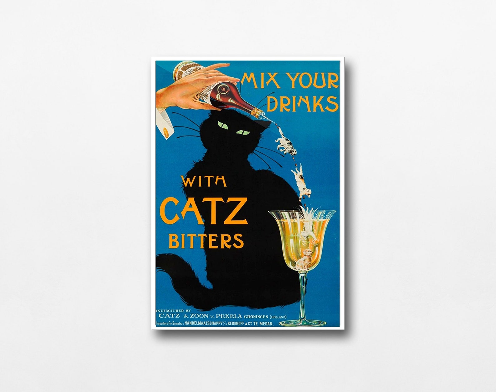 Vintage Catz Bitters Classic Advertising Print Black Cat Etsy
