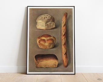 Bread Print - Bakery Art Print - Food Poster - Bakery Wall Decor - Kitchen Wall Decor - Food Art Poster - Kitchen Decor