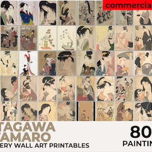 Kitagawa Art Mega Bundle, Utamaro Wall Print, Japan Tradition Art, Japanese Woodblock, Japanese Painting