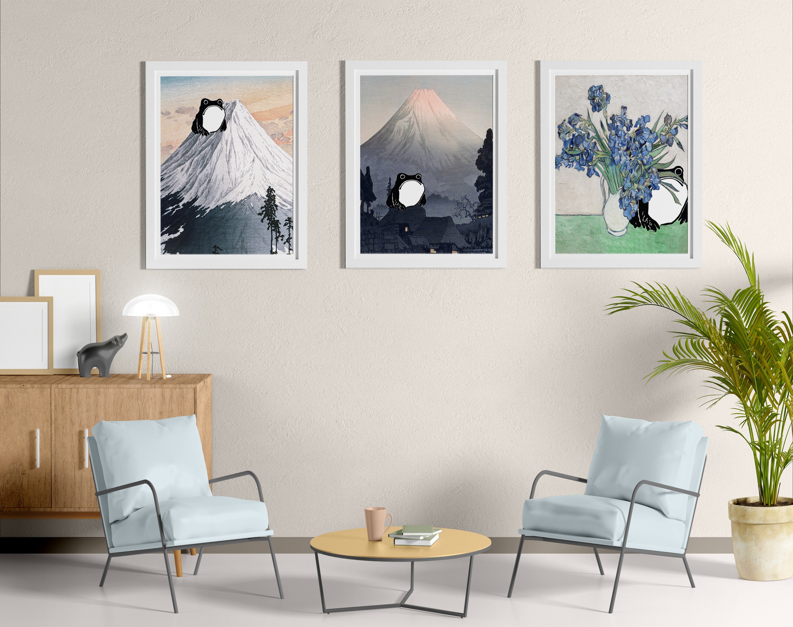 Frog Prints Set of 3 Unimpressed Frog Set of 3 Funny Frog - Etsy