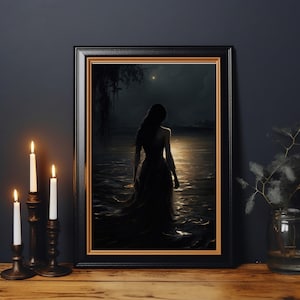 Dark Academia Lake Print - Moody Victorian Wall Art, Dark Decor Aesthetic, Vintage Gothic Cottagecore Prints