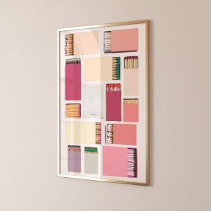 Vintage Matchbox Print, Trendy Matches Poster, Retro Matchbook Wall Art, Bar Cart Aesthetic Print for Apartment