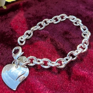 925 sterling silver heart bracelet charm - adjustable with a gift bag pouch | Personalised | women