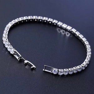 925 sterling silver tennis bracelet cubic zirconia stones with clip - gift pouch  | Personalised | women