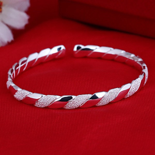 925 sterling silver elegant bracelet bangle - adjustable with a gift bag pouch | Personalised | women