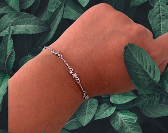 Bracelet Dainty étoile en argent sterling 925 réglable avec sac cadeau - Bijoux personnalisés pour femme