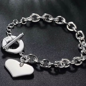 925 sterling silver heart bracelet - giftbag pouch | Personalised | women