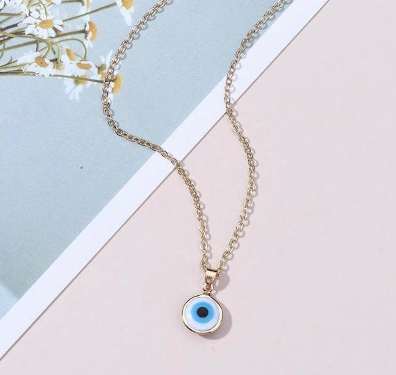 Evil Eye Gold Turkish Nazar Necklace Adjustable With a Gift - Etsy