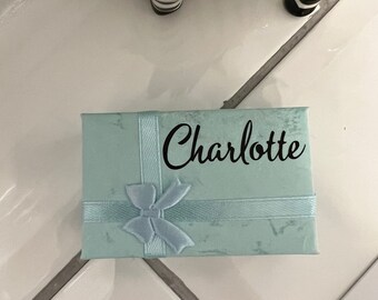 Baby blue jewellery gift box with ribbon - engagement proposal birthday for necklace bracelet & ring - gift personalisation