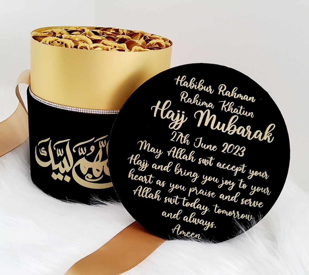 Haj Box Personalised Hajj Gift Box | Hajj Mubarak Gift | Faux Roses Birthday ...