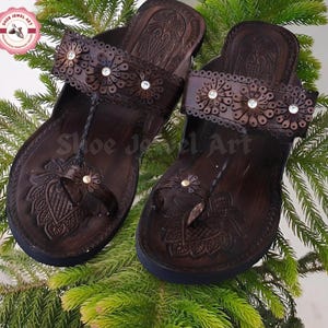 Brown Leather Kolhapuri Sandals: Handmade Ethnic Slip-Ons