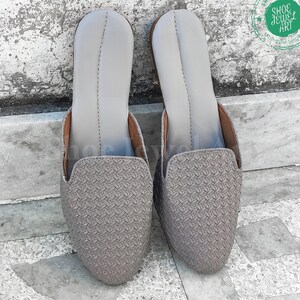 3D Woven Mules: Light Grey Women's Backless Loafers